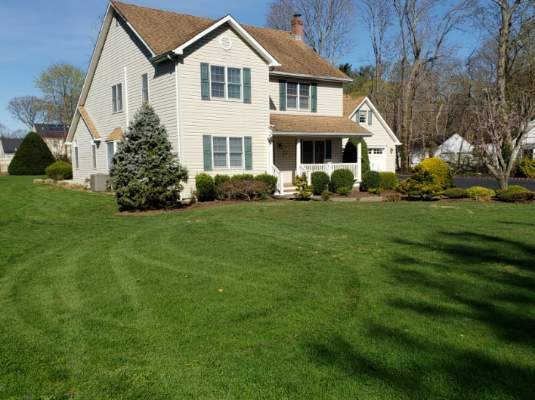 Well maintained front lawn and home landscape